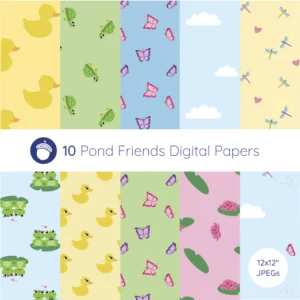 Pond friends digital paper set